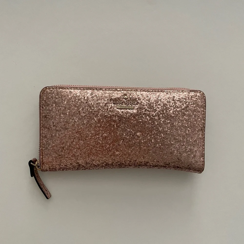 Kate‎ Spade New York Tinsel Smooth Glitter Large Wallet (Rose gold)